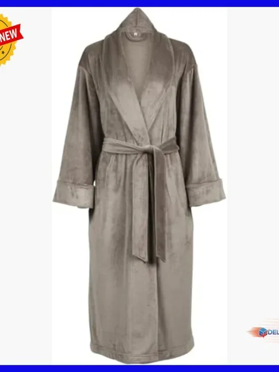 Plush Velour Robe with Pockets, Full Length, Adjustable Belt, Machine Washable - Picture 5 of 7